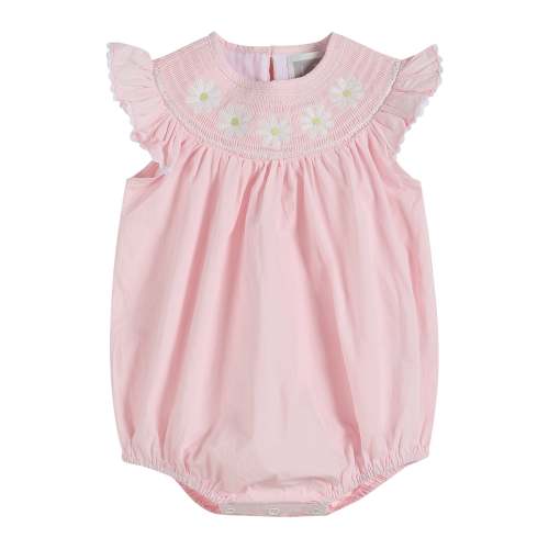 Light Pink Daisy Smocked Ruffle Romper