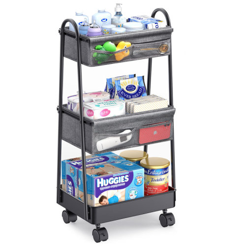 Modanais Baby Diaper Caddy Cart Organizer - 3 Tier Rolling Utility Cart Newborn Baby Nursery Essentials, Large Capacity, Easy To Assemble, Storage Rolling Cart For Bedroom, Changing Table & Crib | Wayfair