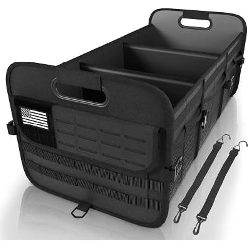 Sposuit Car Trunk Organizer for SUV- 105L Tactical MOLLE Car Storage, Black