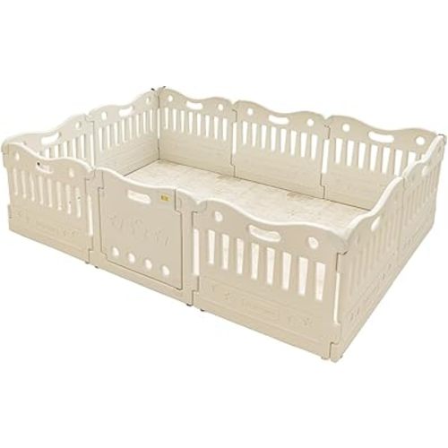 Baby Care Play Mat Funzone Play Pen - Extra Large Baby Play Yard - Play Pen for Baby - Safe with Double Locking (Fog Grey, Full Set)