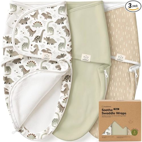 Baby Swaddle Sleep Sacks with Zipper - 3-Pack Swaddles for Newborns 0-3 Months, Infant, Baby Girls, Boys, Soft & Durable Newborn Sleep Sack, Easy Diaper Change Swaddling Blanket (Dino Ridge, OS)