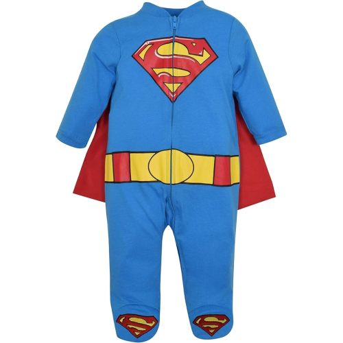 WARNER BROS. Justice League Batman Superman Lightweight Breathable Baby Zip Up Costume Coverall with Cape Newborn to Kid