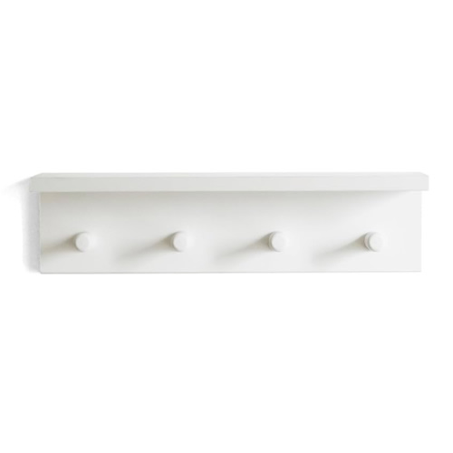Entrance Coat Rack ，Coat Hooks, Wall-Mounted Wooden Hook Rack, Wall-Mounted Shelves are Very Suitable (White Finish-1)