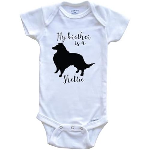 6-9 mo My Brother is A Sheltie Cute Dog Baby Bodysuit - Sheltie One Piece Baby Bodysuit