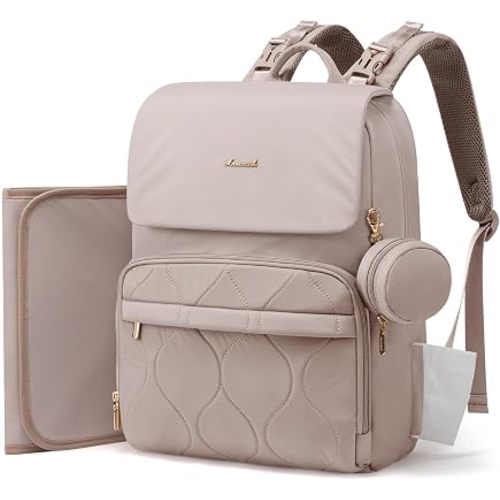 LOVEVOOK Diaper Bag Backpack, Baby Travel Bags for Boys & Girl, Toddler Waterproof Diaper Bag w/Changing Pad (Camel, 17.3''-Large)