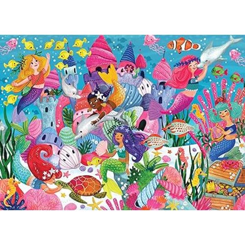 PETER PAUPER PRESS Mermaid Adventure Jumbo Floor Puzzle (48 Pieces) (36 inches Wide x 24 inches high)