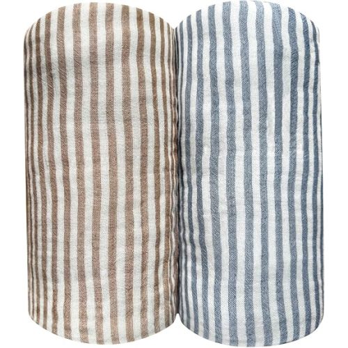 Pack of 2 Striped Muslin Baby Blanket Cotton Swaddle Blankets Boys 43"