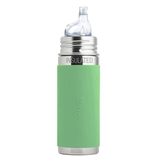 Pura 6+ Months 9 oz Stainless Steel Sippy Bottle - Plastic-Free, Fast Flow, Moss