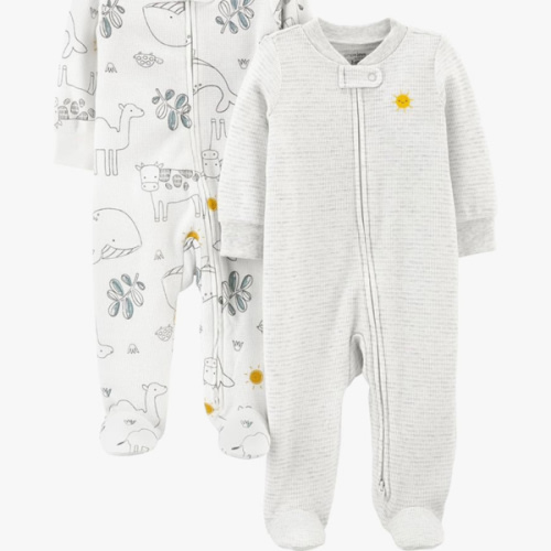 Simple Joys by Carter's unisex-baby 2-way Zip Thermal Footed Sleep and Play, Pack of 2