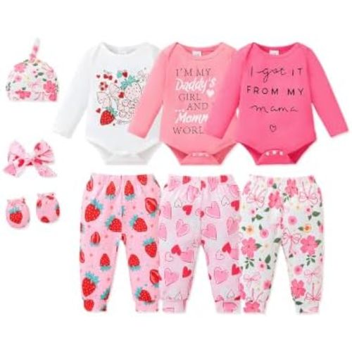 NZRVAWS Newborn Baby Boy Clothes Infant Boy Outfits Romper Pants Set 6 Pcs 0 3 6 9 12 Months