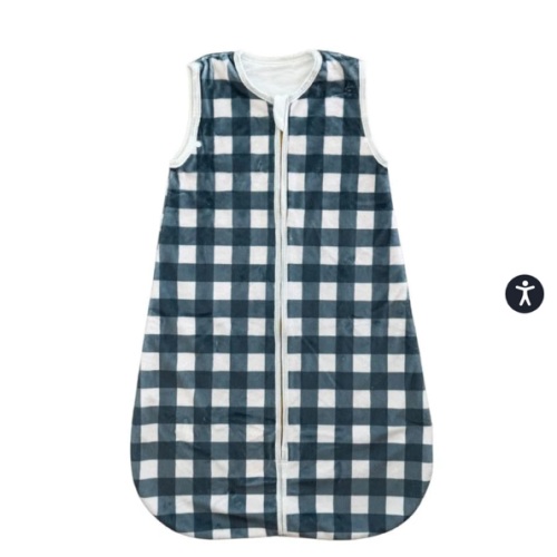 Dusty Blue Gingham Wearable Minky Blanket Sleep Sack | Minky Couture
