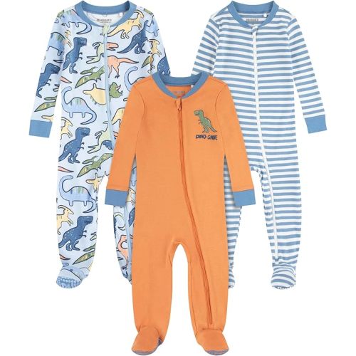 HUGGIES unisex-baby 3-pack Footed Coverall Pajamas