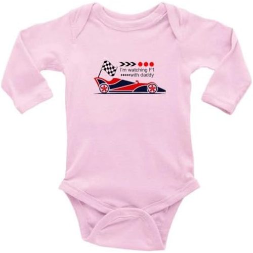 Baby Bodysuit Long Sleeve, I'm Watching Racing with Daddy, Racing Car Theme