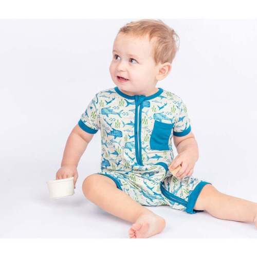 Shark Friends Bamboo Baby Shortie Romper Blue/Multi - Emerson and Friends | Maisonette