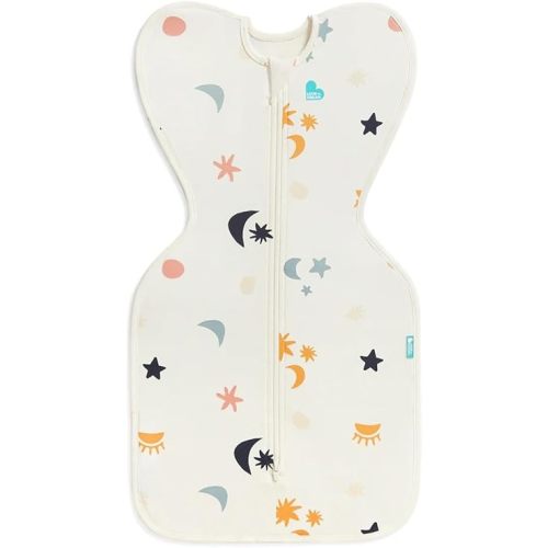 Love To Dream Organic Swaddle Up Arms Up Position, Light & Ultra Breathable, Versatile Wearable Blanket, 1.0 TOG (20-24°C), Ideal for Moderate Temperature, Lunar Buff, Newborn (2.2–3.8kg)