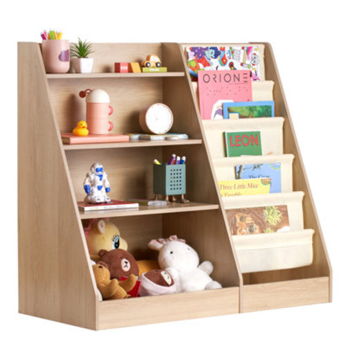 Stellweilan Tessberg 4-Tier Kids Wooden Bookshelf, Six-Layer Sling Bookcase | Wayfair
