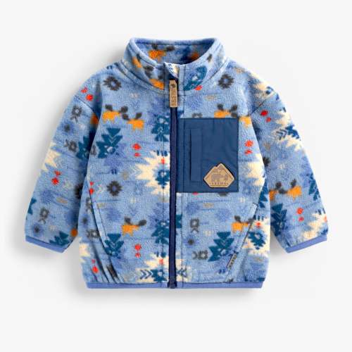 Veste bleue en polar à motifs, bébé | Souris Mini