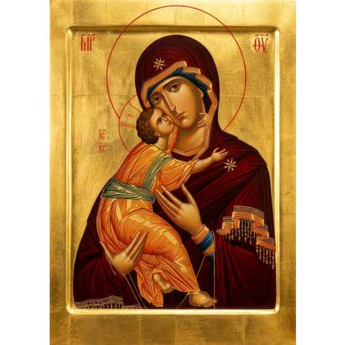Mounted Handmade Icon | Theotokos | Tenderness | Vladimir Theotokos