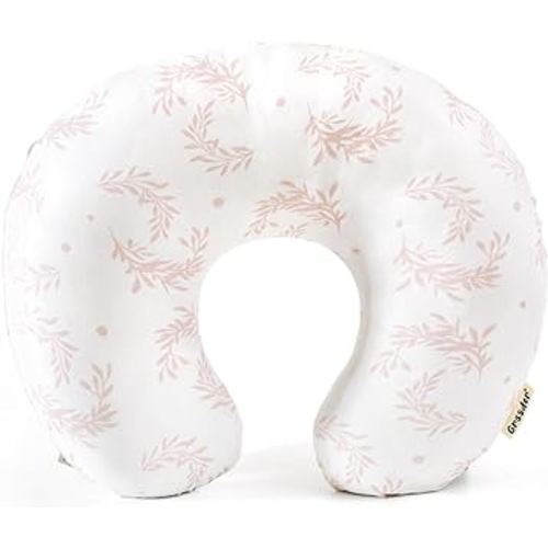 GRSSDER Nursing Pillow Cover, Stretchy Soft Minky Breastfeeding Pillow Slipcovers, Snugly Fit Most Nursing Support Pillows for Breastfeeding, Comfortable Safe Pillow Cover, Pink Flora