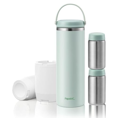 Papablic 360° CapsuleChill Breastmilk Cooler with Stainless Steel Bottles
