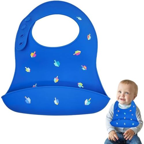 The Dreidel Company Hanukkah Baby Bib Silicone, Cute Baby Bibs for Babies & Toddlers, Unisex, Non Messy