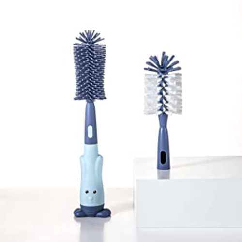 Multifunctional Cleaning Brush, Baby Bottle Brush, Bottle Brush Cleaner Set, Dark Blue, Silicone and Nylon Brush