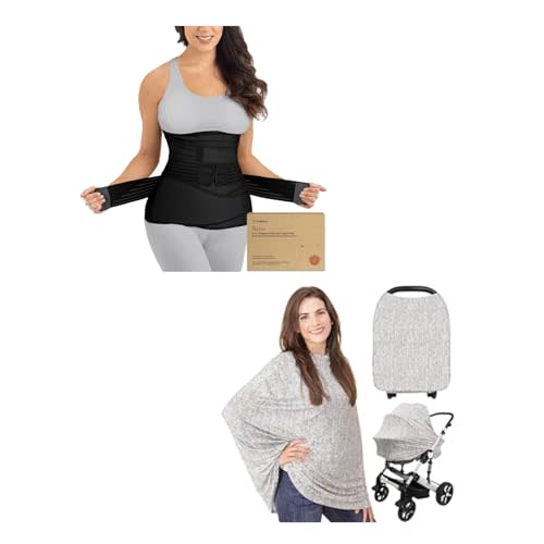 KeaBabies 3 in 1 Postpartum Belly Support Recovery Wrap and Baby Car Seat Cover - Postpartum Belly Band - Car Seat Covers for Babies, Multi-use Car Seat Cover
