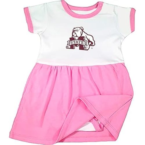 Mississippi State Bulldogs Baby Onesie Bodysuit Dress - Pink