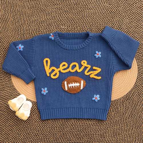 Personalized Baby Football Sweater, Toddler Sports Sweater, Custom Embroidered Baby Name Sweater, Baby Boy Sweater with Name, Baby Girl Gift