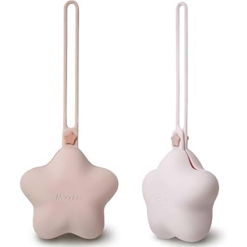 Moonkie Silicone Pacifier Holder Case: Cute Portable Pacifier Case, 2 Pack | BPA-Free, Dishwasher-Safe & Compact Pacifier Storage Case Keeps Pacifiers Clean & Organized for Outings & Travel