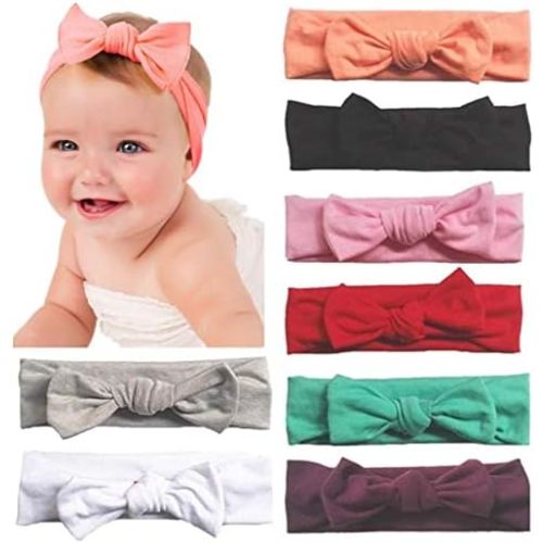 Baby Headbands Cotton Knotted, Girl's Rabbit Ear Hairbands for Newborn,Toddler 8-Pack (Multicoloured, one size)