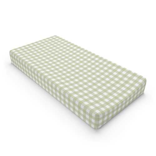 French Green Gingham Changing Pad Cover | Preppy Nursery Decor
