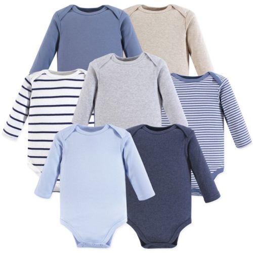 Hudson Baby®  - 9-12 Months 7-Pack Long-Sleeve Bodysuits in BlueHudson Baby®