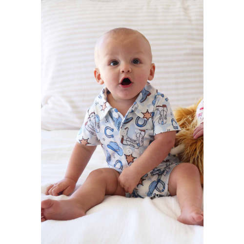 Rodeo Dreams Button Romper | Blue