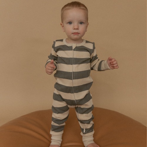 Organic 2-Way Zip Romper - Bold Stripes