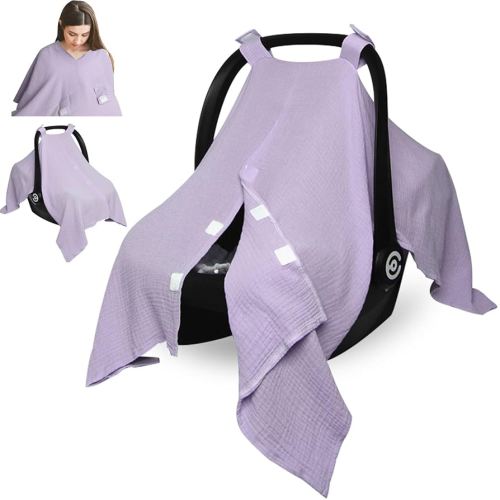 Infant Carseat Insert, 2-in-1 Reversible Baby Car Seat Cushion for Newborn Toddler Head & Body Support Car Seat Pad for Carseats, Strollers, Swings, Bouncers(Purple)