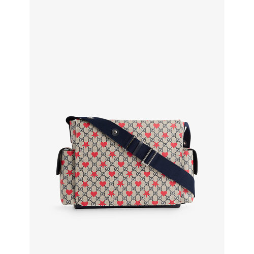 Babies' Ophidia Heart-and-star-print Canvas Changing Bag In Blue