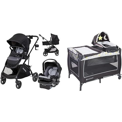 Baby Trend Passport Switch Modular Travel System, Bassinet & Car Seat Bundle with Lil' Snooze Deluxe II Nursery Center