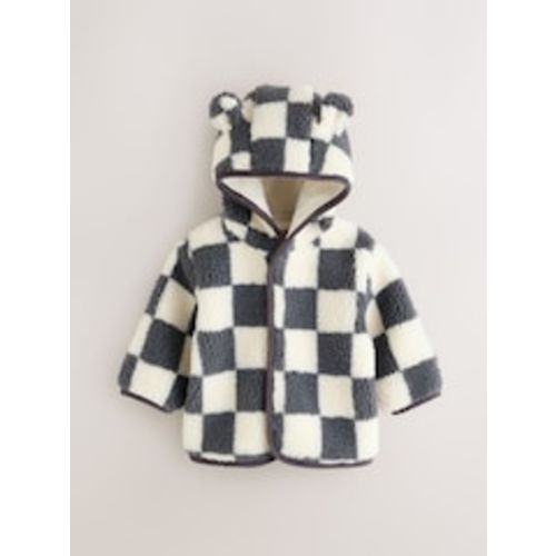 Grey Checkerboard Hooded Borg Baby Jacket (0mths-2yrs) from Next USA