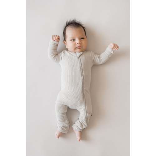 Ribbed Zipper Romper in Oat | Bamboo Romper | Kyte Baby