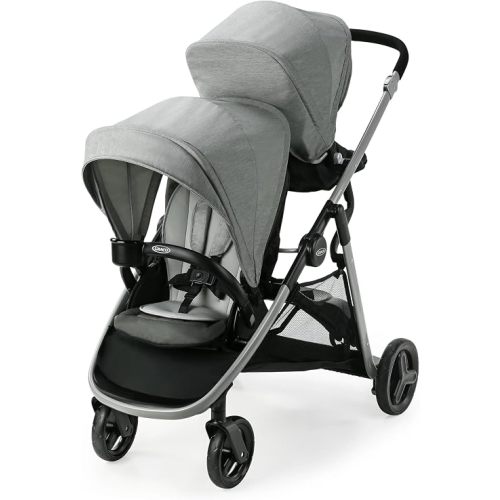 Graco Ready2Grow LX 2.0 Double Stroller, Twin Baby Stroller Features Bench Seat and Standing Platform Options, Compact Fold Perfect for Baby Travel, Clark