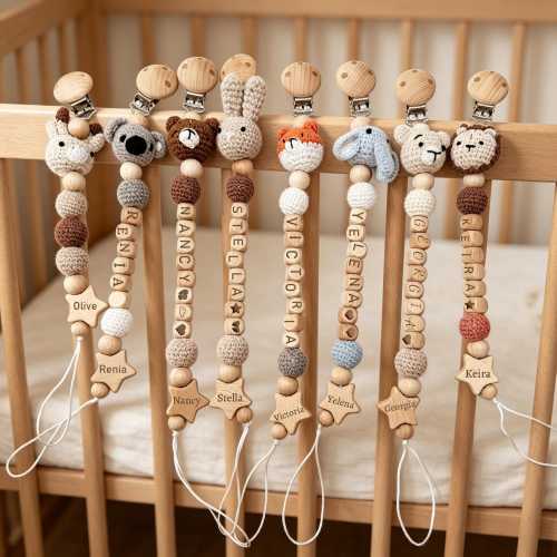 Personalized Crochet Baby Clip, Custom Baby Name Holder, Handmade Crochet Animal Accessory, Baby Shower Gift, Newborn Nursery Gift