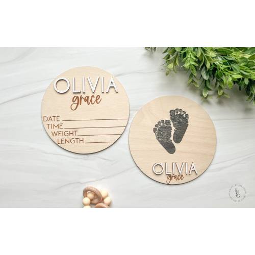 Baby Announcement Sign with Birth Stats | Footprint Sign For Newborn | Baby Name Reveal | Personalized Baby Name Sign | Sign For Hospital