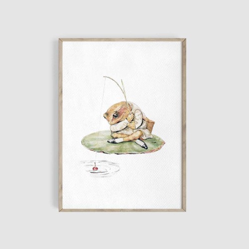 Mr. Jeremy Fisher Baby Nursery Art, Beatrix Potter, Peter Rabbit, Nursery Decor, Baby Shower Gift, Fine Art