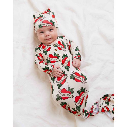 Mama's Boy Newborn Knotted Gown + Beanie Set