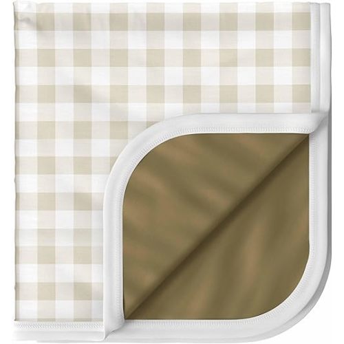 Pobibaby Premium Baby Blanket, Soft Stretchy Quilt for Babies, Toddlers, Kids (Gingham Khaki)