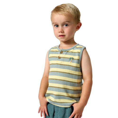 Modern Moments by Gerber Baby and Toddler Boy Sleeveless Henley Organic Top, Sizes 0/3 Months - 5T
