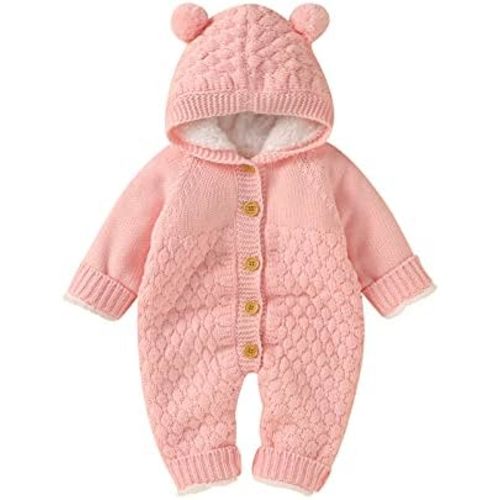 Toddler Hooded Knitted Jumpsuit for Baby Boy Girl Sweater Romper Warm Long Sleeve Outfit