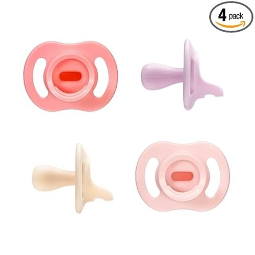Tommee Tippee Ultra-Light StayPut Pacifier, | One-Piece Silicone Design, 0-6m, 4 Pack