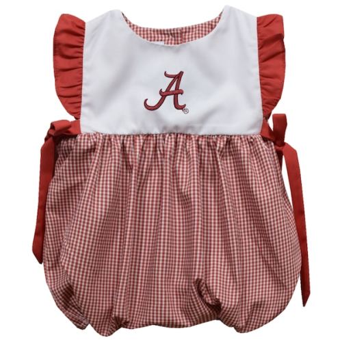 Alabama Crimson Tide Vive La Fete Girls Infant Gingham Puffy Bubble Dress - Crimson